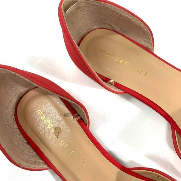 Madden Girl G-ELLY D'Orsay Flats Pointed Toe Red Perforated Vegan Leather Sz 11 - Picture 6 of 10